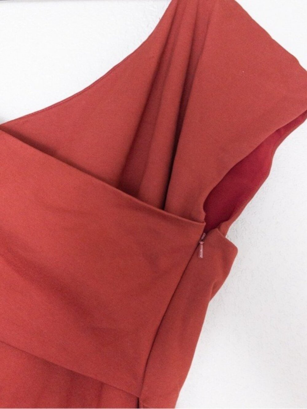 Elliatt Popover Gown XL Rust One Shoulder Evening Dress Maxi Sheath Ponte - Picture 13 of 13